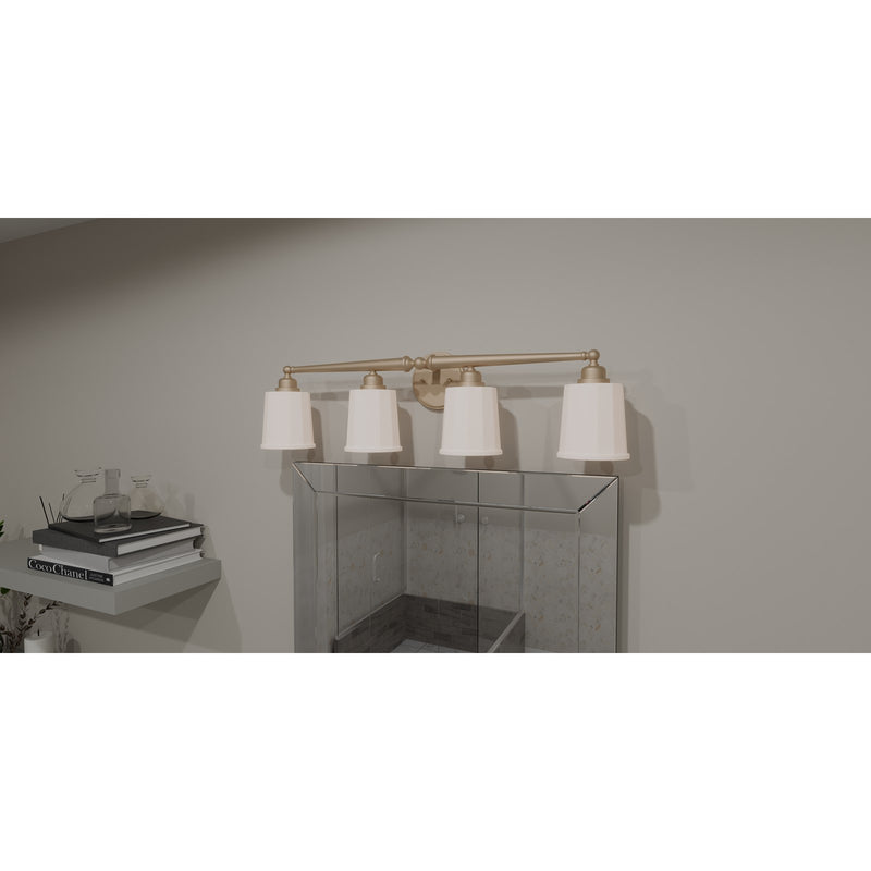 Quoizel Cecilia 32in 4-Light Vanity Light | Traditional Bronze Gold and Clear Sandblasted Glass | Bathroom Vanity | Model CEC8632BGD