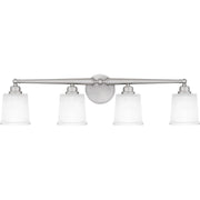 Quoizel Cecilia 32in 4-Light Vanity Light | Traditional Brushed Nickel and Clear Sandblasted Glass | Bathroom Vanity | Model CEC8632BN