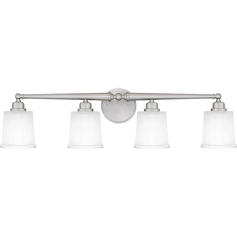 Quoizel Cecilia 32in 4-Light Vanity Light | Traditional Brushed Nickel and Clear Sandblasted Glass | Bathroom Vanity | Model CEC8632BN