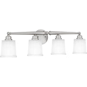 Quoizel Cecilia 32in 4-Light Vanity Light | Traditional Brushed Nickel and Clear Sandblasted Glass | Bathroom Vanity | Model CEC8632BN