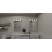 Quoizel Cecilia 32in 4-Light Vanity Light | Traditional Brushed Nickel and Clear Sandblasted Glass | Bathroom Vanity | Model CEC8632BN
