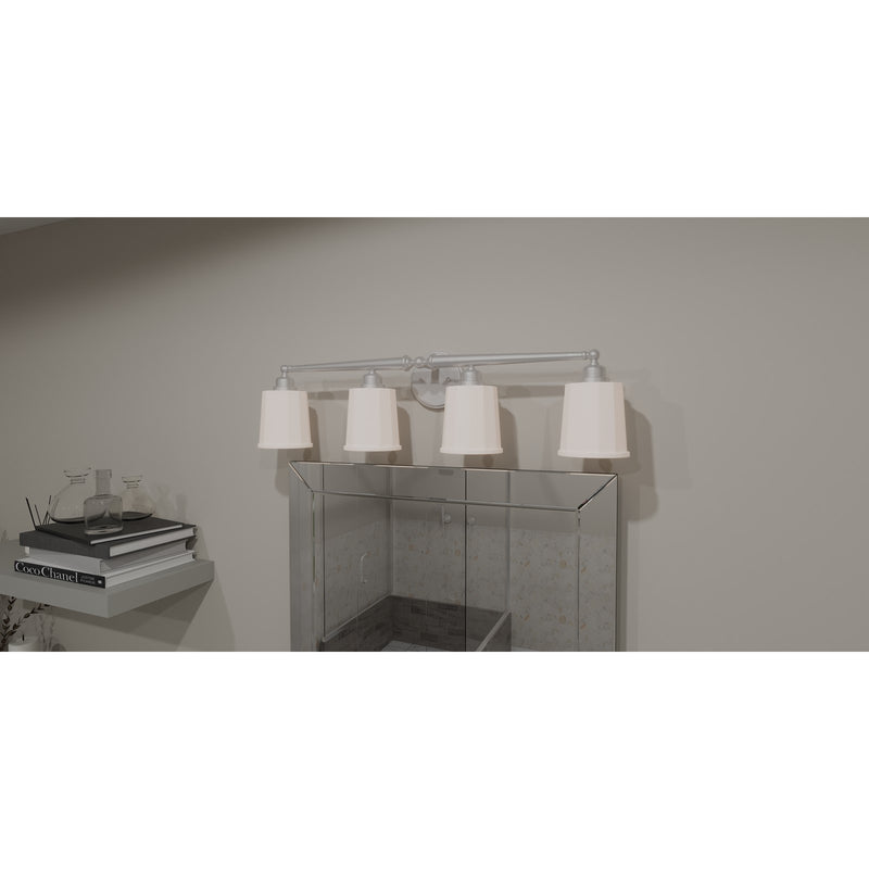 Quoizel Cecilia 32in 4-Light Vanity Light | Traditional Brushed Nickel and Clear Sandblasted Glass | Bathroom Vanity | Model CEC8632BN