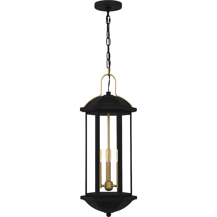 Quoizel Crestfield 3Light Mini Pendant, Matte Black/Clear Glass - CFD1510MBK