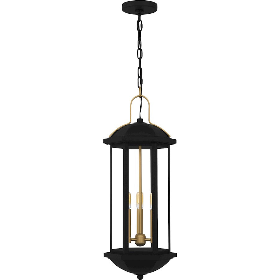 Quoizel Crestfield 3Light Mini Pendant, Matte Black/Clear Glass - CFD1510MBK