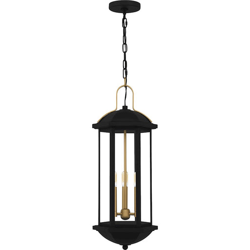 Quoizel Crestfield 3Light Mini Pendant, Matte Black/Clear Glass