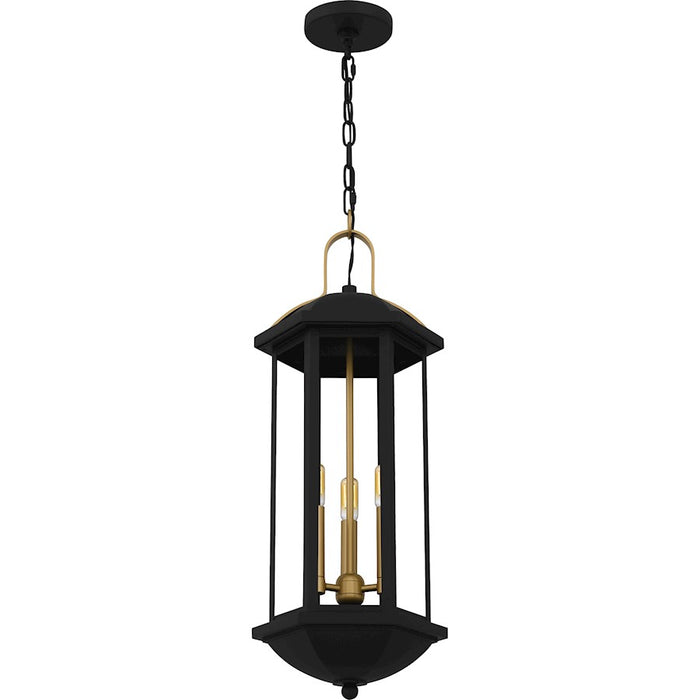 Quoizel Crestfield 3Light Mini Pendant, Matte Black/Clear Glass
