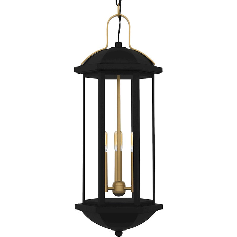 Quoizel Crestfield 3Light Mini Pendant, Matte Black/Clear Glass