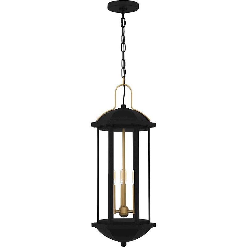 Quoizel Crestfield 3Lt 27" Outdoor Lantern, Black/Clear