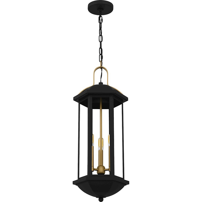 Quoizel Crestfield 3Lt 27" Outdoor Lantern, Black/Clear