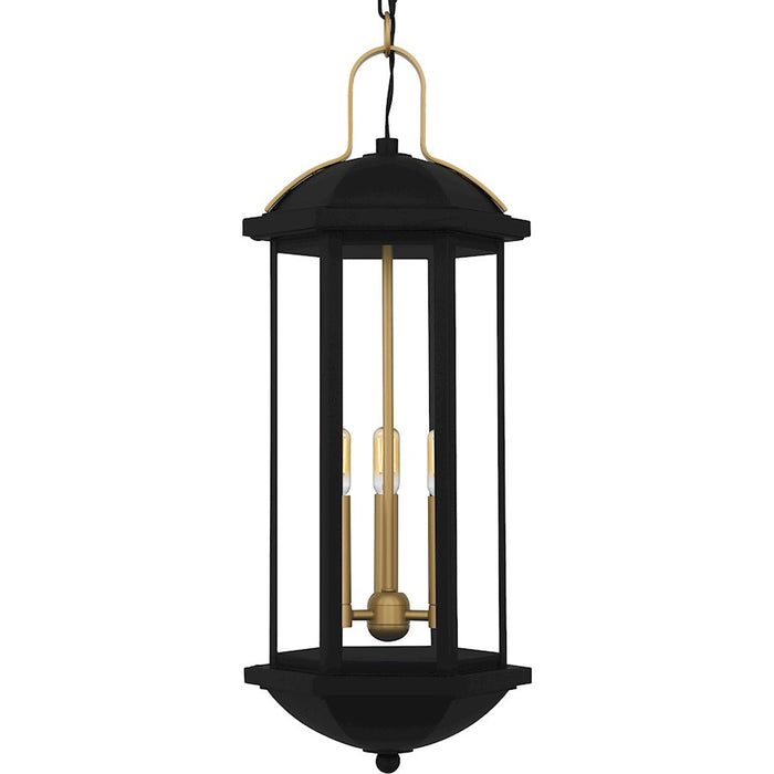Quoizel Crestfield 3Lt 27" Outdoor Lantern, Black/Clear