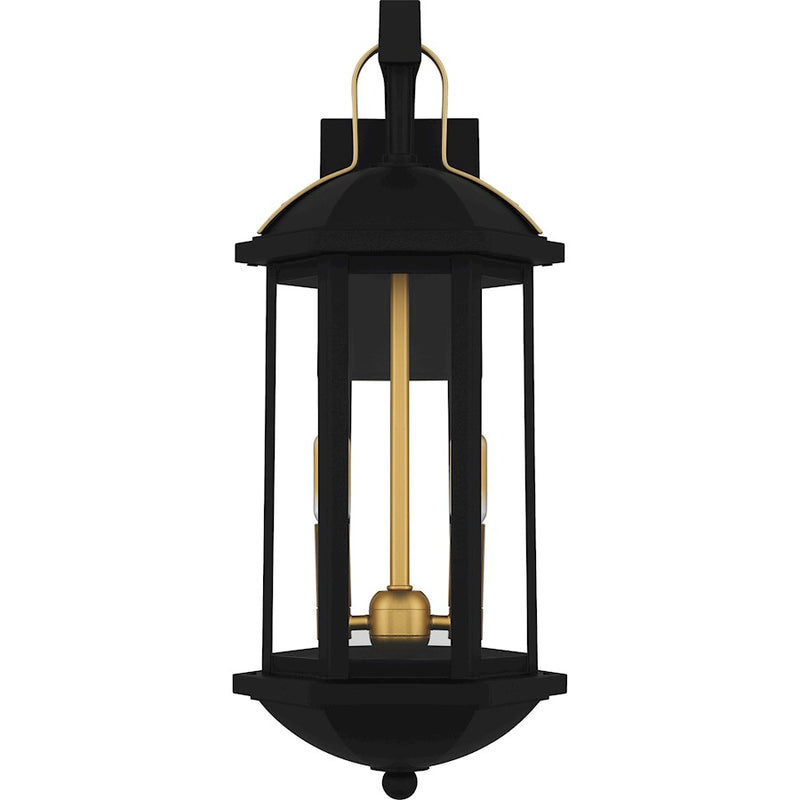 Quoizel Crestfield 2Light Outdoor Lantern, Matte Black/Clear Glass