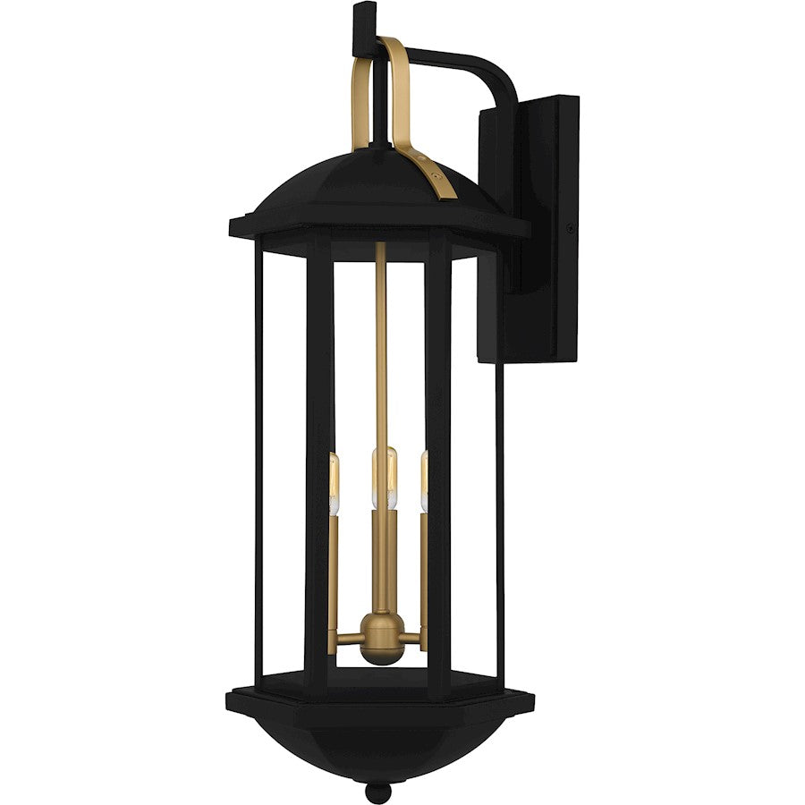 Quoizel Crestfield 3Lt 26" Outdoor Lantern, Black/Clear - CFD8410MBK