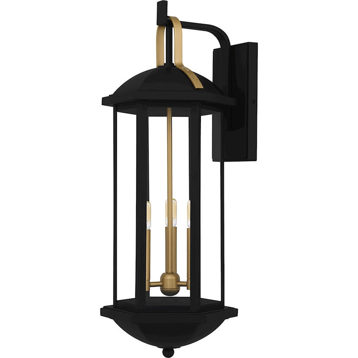 Quoizel Crestfield 3Lt 26" Outdoor Lantern, Black/Clear