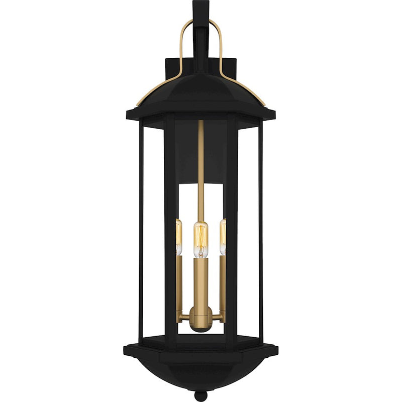 Quoizel Crestfield 3Lt 26" Outdoor Lantern, Black/Clear