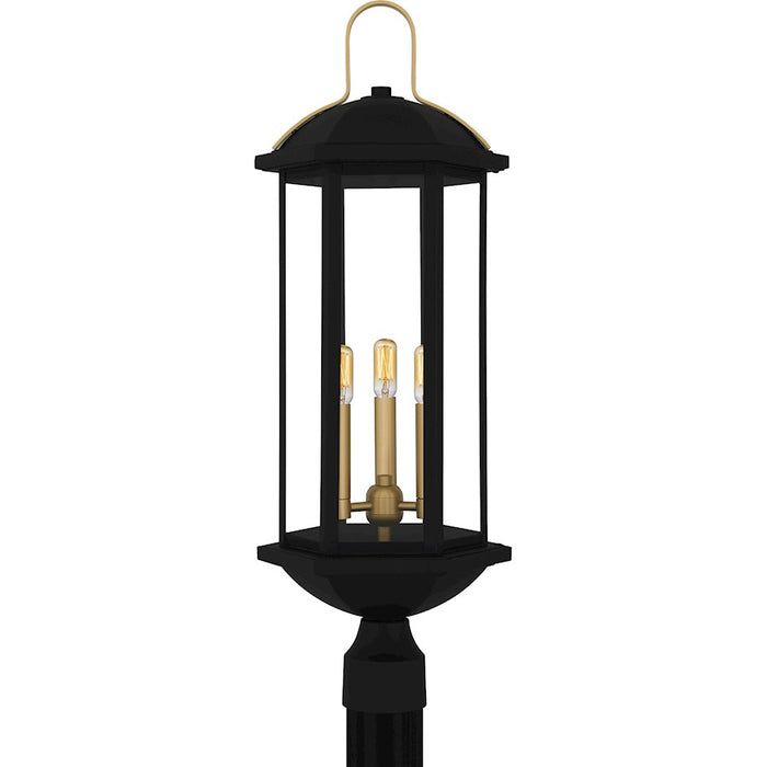 Quoizel Crestfield 3Lt 28" Outdoor Lantern, Black/Clear - CFD9010MBK