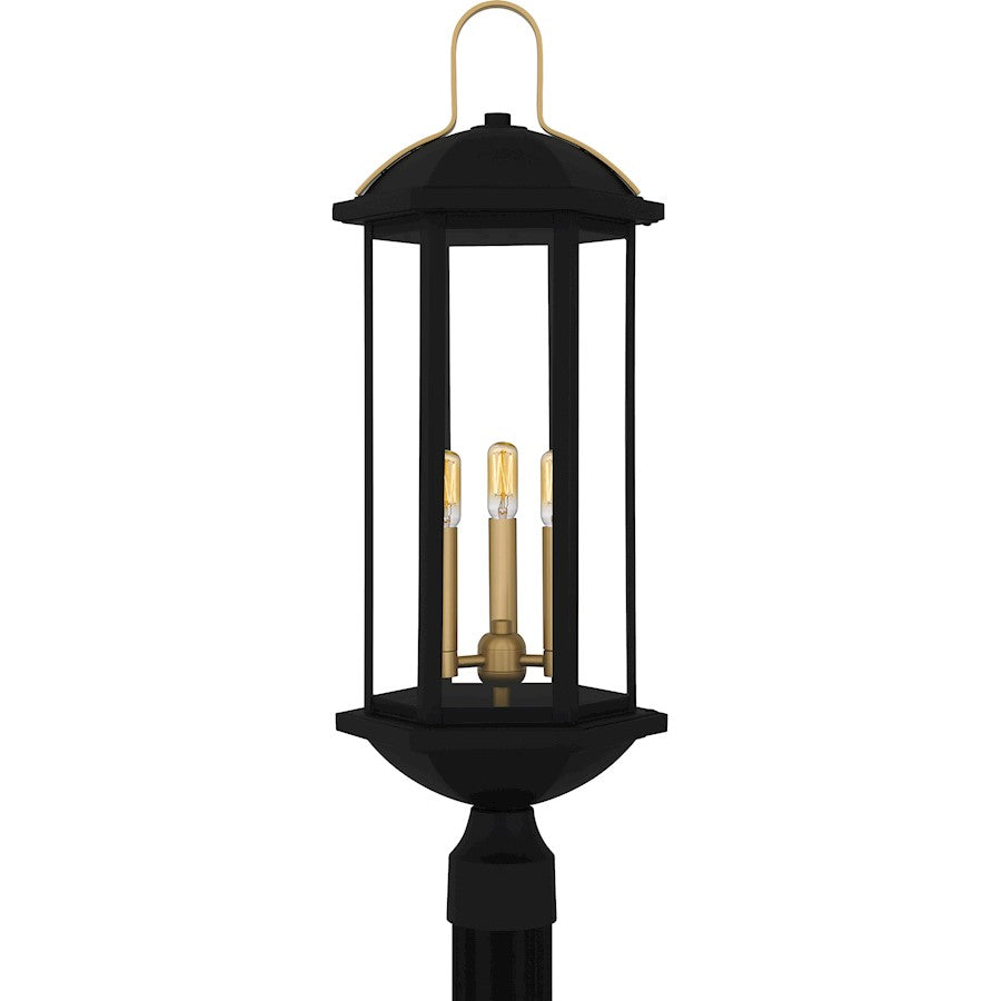 Quoizel Crestfield 3Lt 28" Outdoor Lantern, Black/Clear - CFD9010MBK