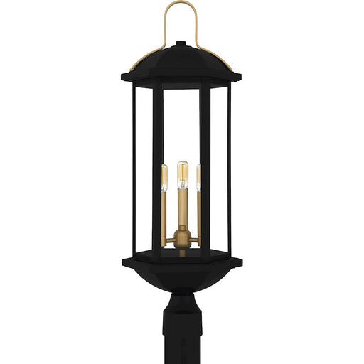 Quoizel Crestfield 3Lt 28" Outdoor Lantern, Black/Clear