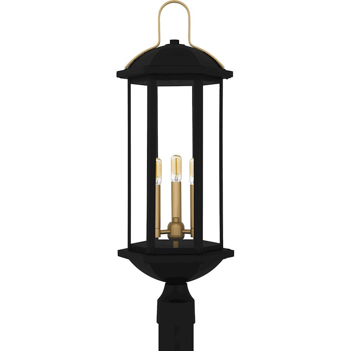 Quoizel Crestfield 3Lt 28" Outdoor Lantern, Black/Clear