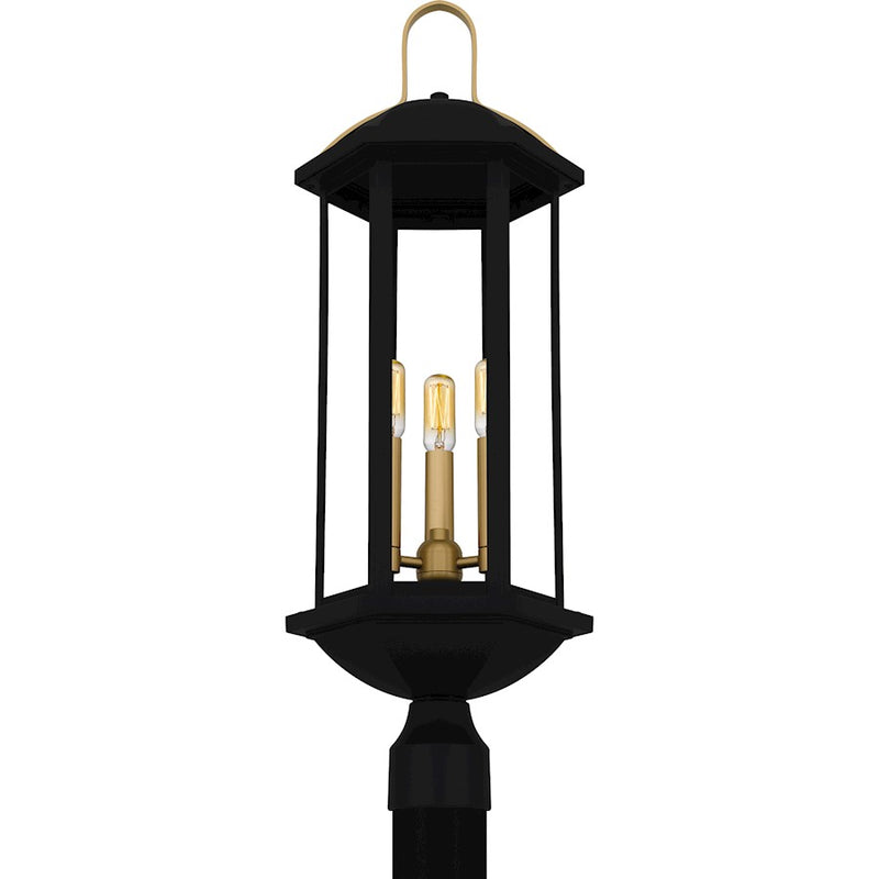 Quoizel Crestfield 3Lt 28" Outdoor Lantern, Black/Clear