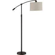Quoizel Clift 41in 1-Light Floor Lamp | Traditional Oil Rubbed Bronze and Brown Linen | Living Room & Bedroom Task Light | Model CFT9364OI