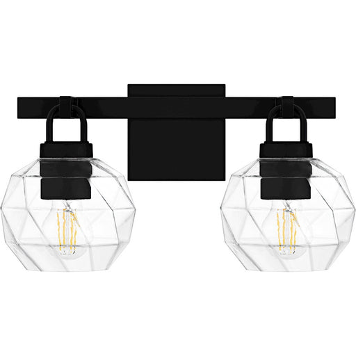Quoizel Celina 2Light Bath Light, Matte Black/Clear Faceted Glass
