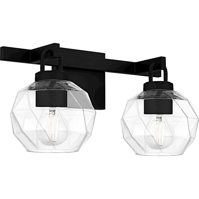 Quoizel Celina 2Light Bath Light, Matte Black/Clear Faceted Glass