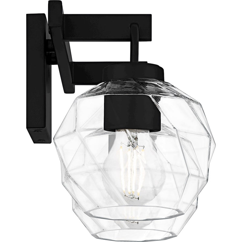 Quoizel Celina 2Light Bath Light, Matte Black/Clear Faceted Glass