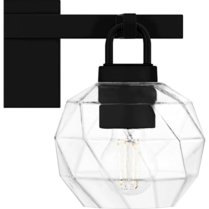 Quoizel Celina 2Light Bath Light, Matte Black/Clear Faceted Glass