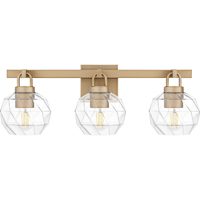 Quoizel Celina 3Light Bath Light, Bronze Gold/Clear Faceted Glass