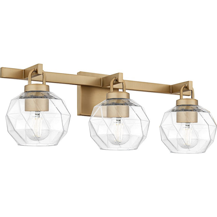 Quoizel Celina 3Light Bath Light, Bronze Gold/Clear Faceted Glass