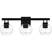 Quoizel Celina 3Light Bath Light, Matte Black/Clear Faceted Glass - CIA8624MBK