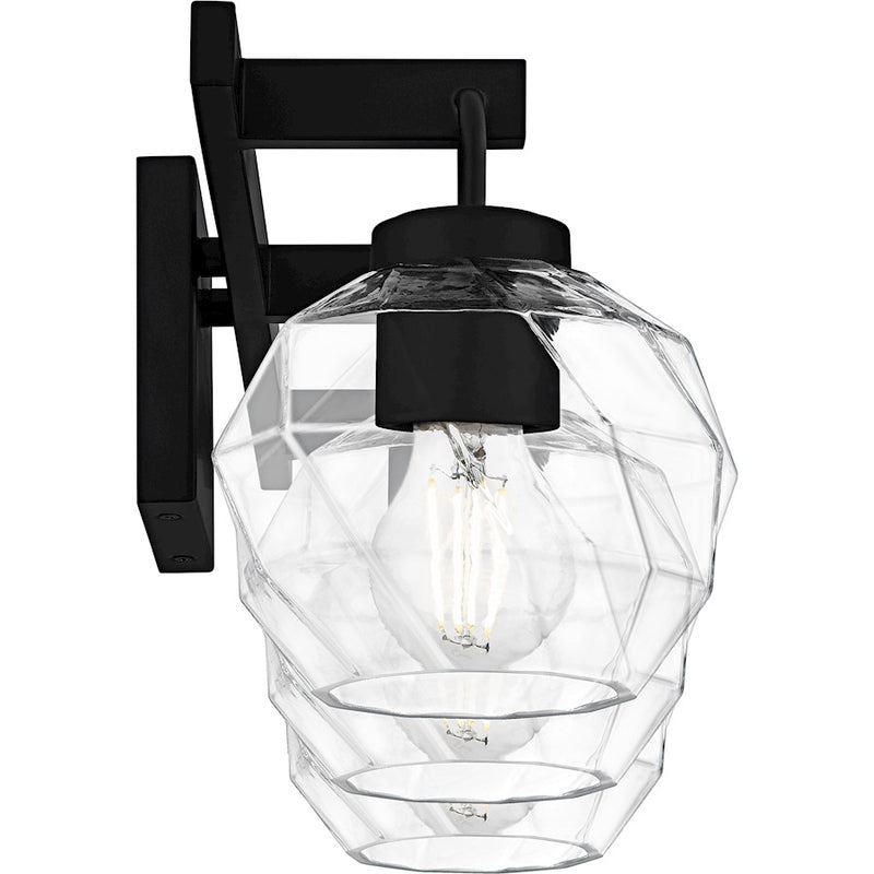 Quoizel Celina 3Light Bath Light, Matte Black/Clear Faceted Glass