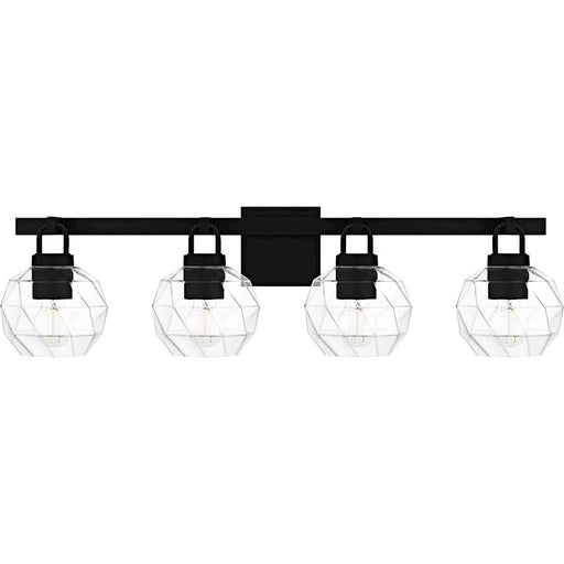Quoizel Celina 4Light Bath Light, Matte Black/Clear Faceted Glass - CIA8632MBK