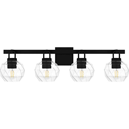 Quoizel Celina 4Light Bath Light, Matte Black/Clear Faceted Glass