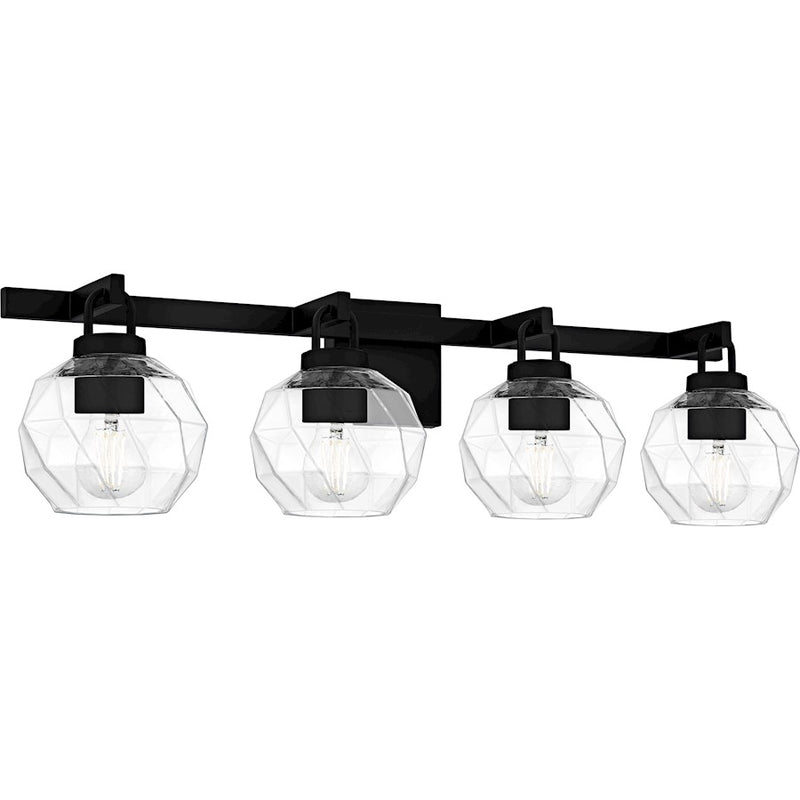 Quoizel Celina 4Light Bath Light, Matte Black/Clear Faceted Glass