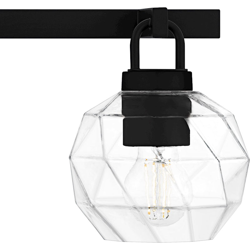 Quoizel Celina 4Light Bath Light, Matte Black/Clear Faceted Glass