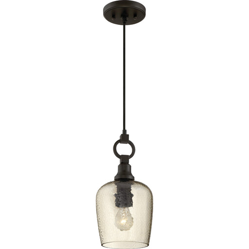 Quoizel Kendrick 7in 1-Light Mini Pendant | Transitional Western Bronze and Smoke Hammered Glass | Kitchen Island & Dining Room | Model CKKD1507WT