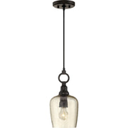 Quoizel Kendrick 7in 1-Light Mini Pendant | Transitional Western Bronze and Smoke Hammered Glass | Kitchen Island & Dining Room | Model CKKD1507WT