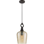 Quoizel Kendrick 9in 1-Light Mini Pendant | Transitional Western Bronze and Smoke Hammered Glass | Kitchen Island & Dining Room | Model CKKD1509WT