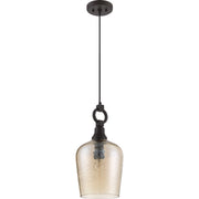 Quoizel Kendrick 9in 1-Light Mini Pendant | Transitional Western Bronze and Smoke Hammered Glass | Kitchen Island & Dining Room | Model CKKD1509WT