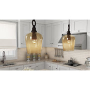 Quoizel Kendrick 9in 1-Light Mini Pendant | Transitional Western Bronze and Smoke Hammered Glass | Kitchen Island & Dining Room | Model CKKD1509WT