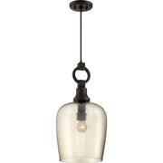 Quoizel Kendrick 11.5in 1-Light Mini Pendant | Transitional Western Bronze and Smoke Hammered Glass | Kitchen Island & Dining Room | Model CKKD1512WT