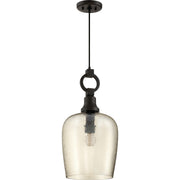 Quoizel Kendrick 11.5in 1-Light Mini Pendant | Transitional Western Bronze and Smoke Hammered Glass | Kitchen Island & Dining Room | Model CKKD1512WT