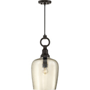 Quoizel Kendrick 11.5in 1-Light Mini Pendant | Transitional Western Bronze and Smoke Hammered Glass | Kitchen Island & Dining Room | Model CKKD1512WT
