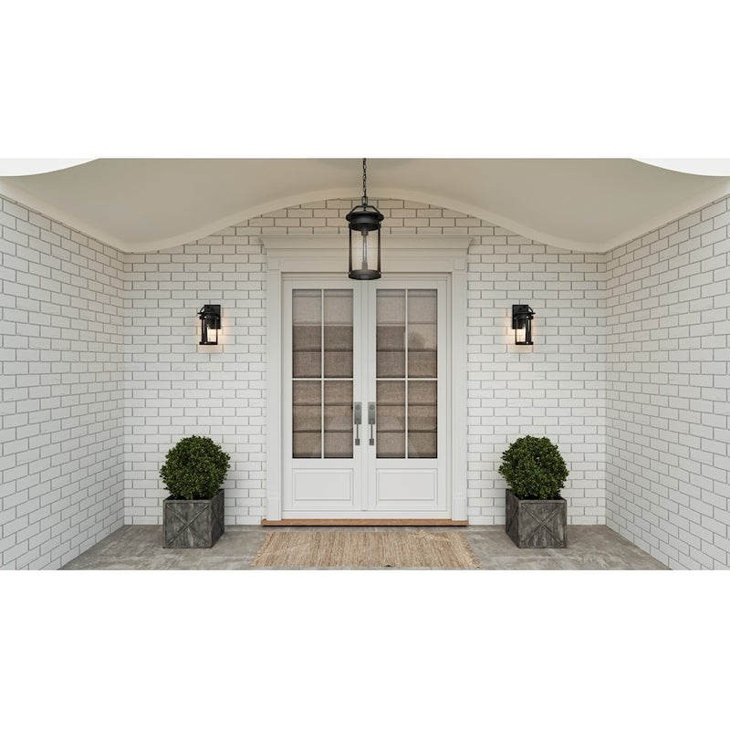 Quoizel Clifton 1 Light Outdoor Lantern, Earth Black/Clear Seedy