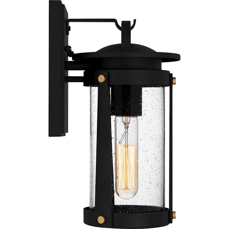 Quoizel Clifton 1 Light Outdoor Lantern, Earth Black/Clear Seedy