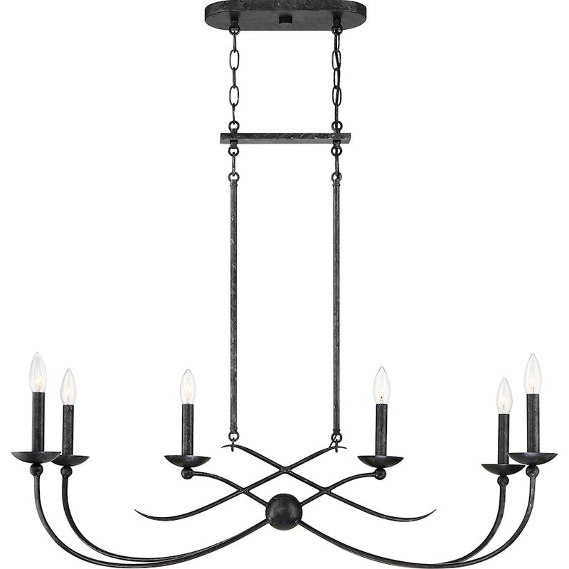 Quoizel Calligraphy 6 Light Island Chandelier, Old Black