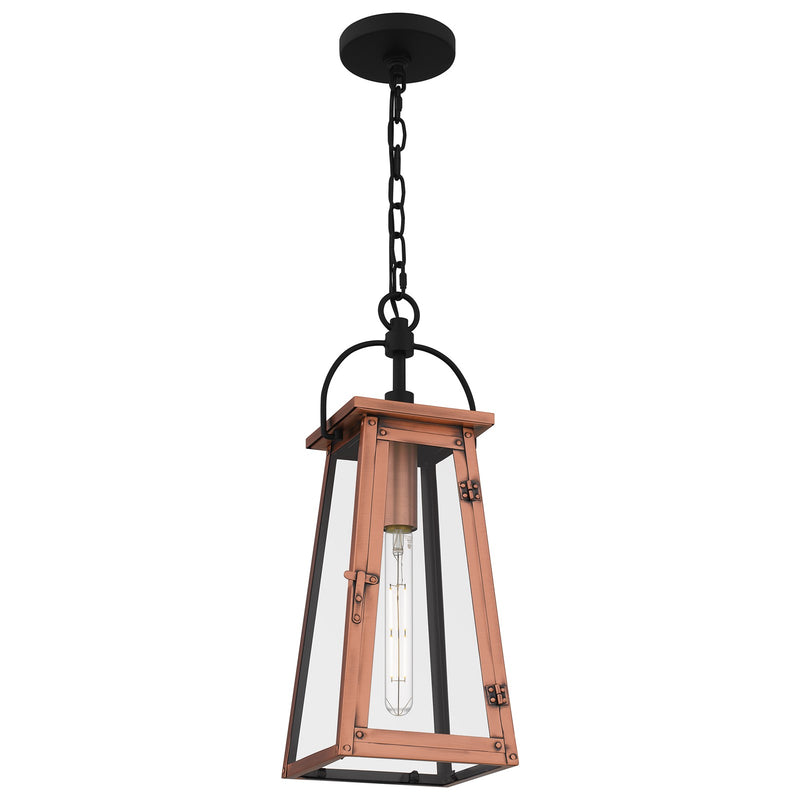 Quoizel Carolina 7in 1-Light Mini Pendant | Traditional Aged Copper and Clear Glass | Kitchen Island & Dining Room | Model CLN1507AC