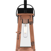 Quoizel Carolina 14in 1-Light Outdoor Wall Lantern | Traditional Aged Copper and Clear Glass | Front Door & Porch Sconce | Model CLN8405AC