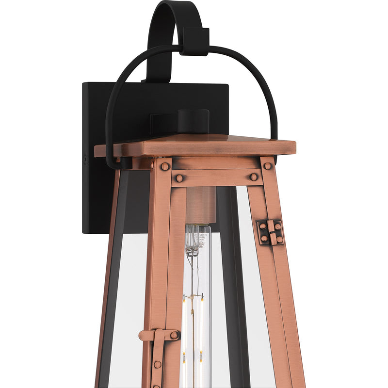 Quoizel Carolina 16in 1-Light Outdoor Wall Lantern | Traditional Aged Copper and Clear Glass | Front Door & Porch Sconce | Model CLN8406AC